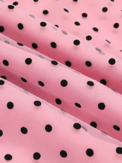 Clearance Retro Stage 1930s Polka Dot One-shoulder Jumpsuit Pink