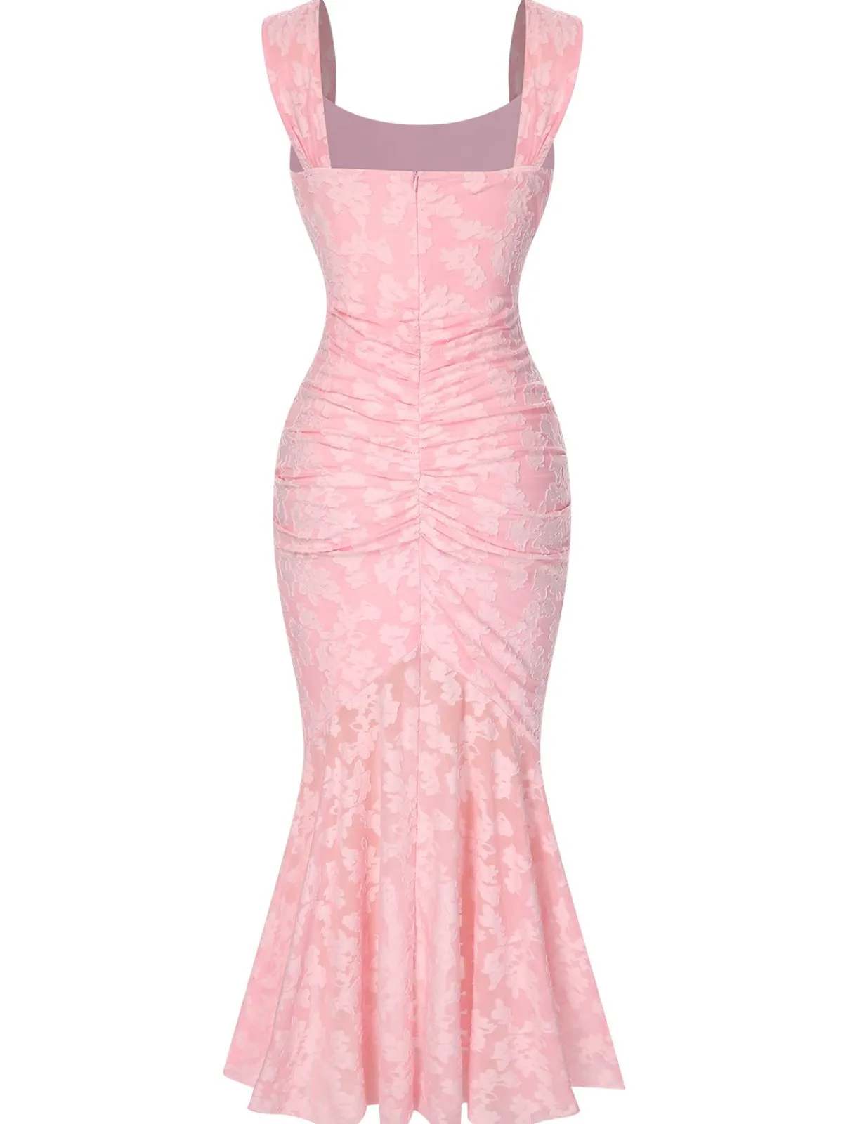 Fashion Retro Stage 1930s Printed Textured Fishtail Strapless Dress Pink