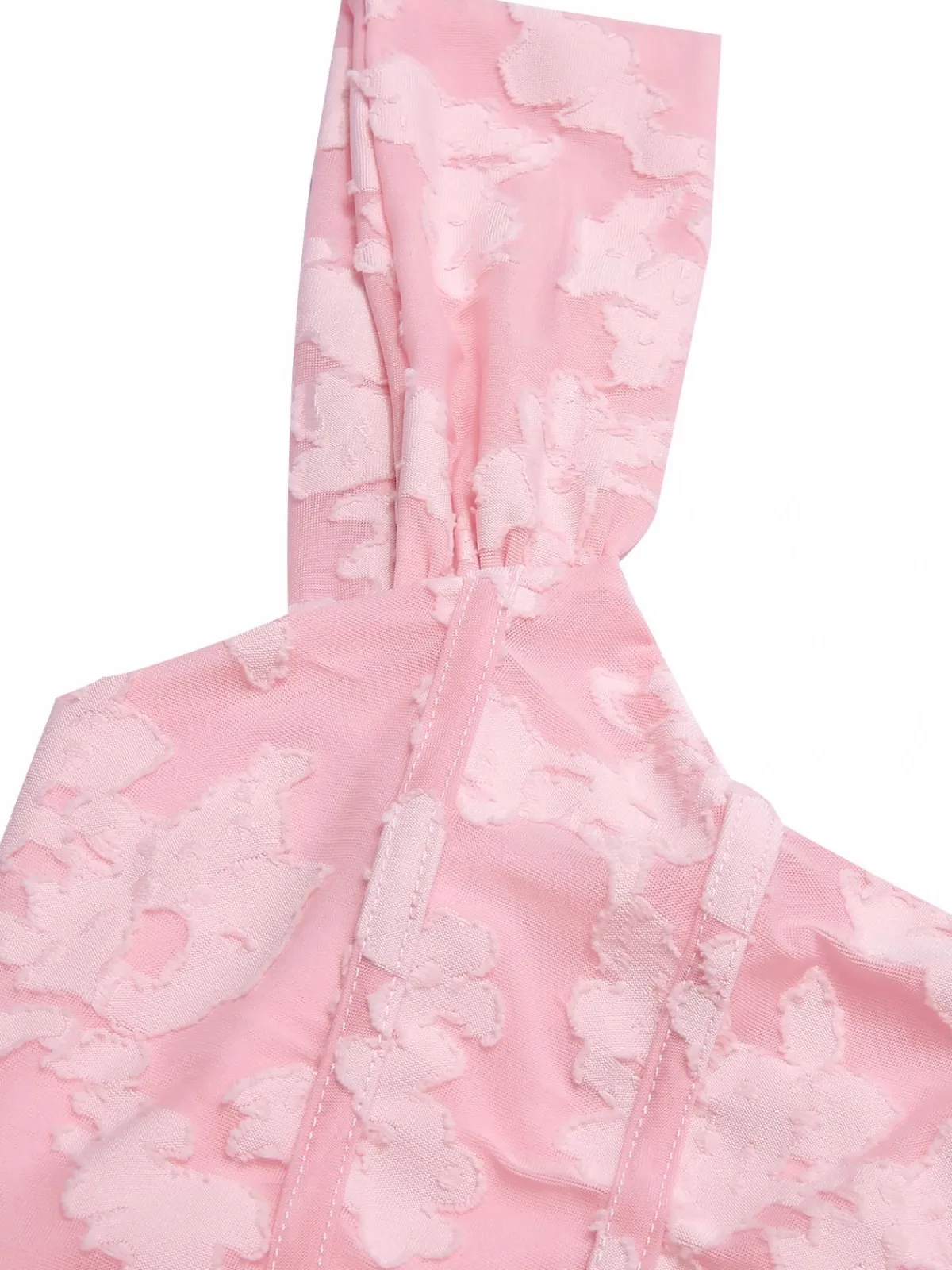 Fashion Retro Stage 1930s Printed Textured Fishtail Strapless Dress Pink