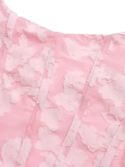 Fashion Retro Stage 1930s Printed Textured Fishtail Strapless Dress Pink