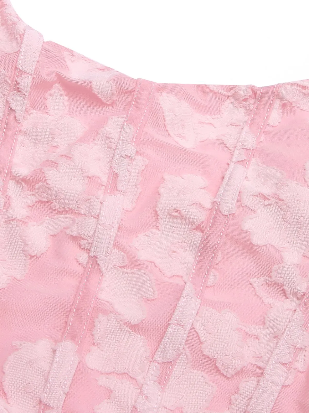 Fashion Retro Stage 1930s Printed Textured Fishtail Strapless Dress Pink