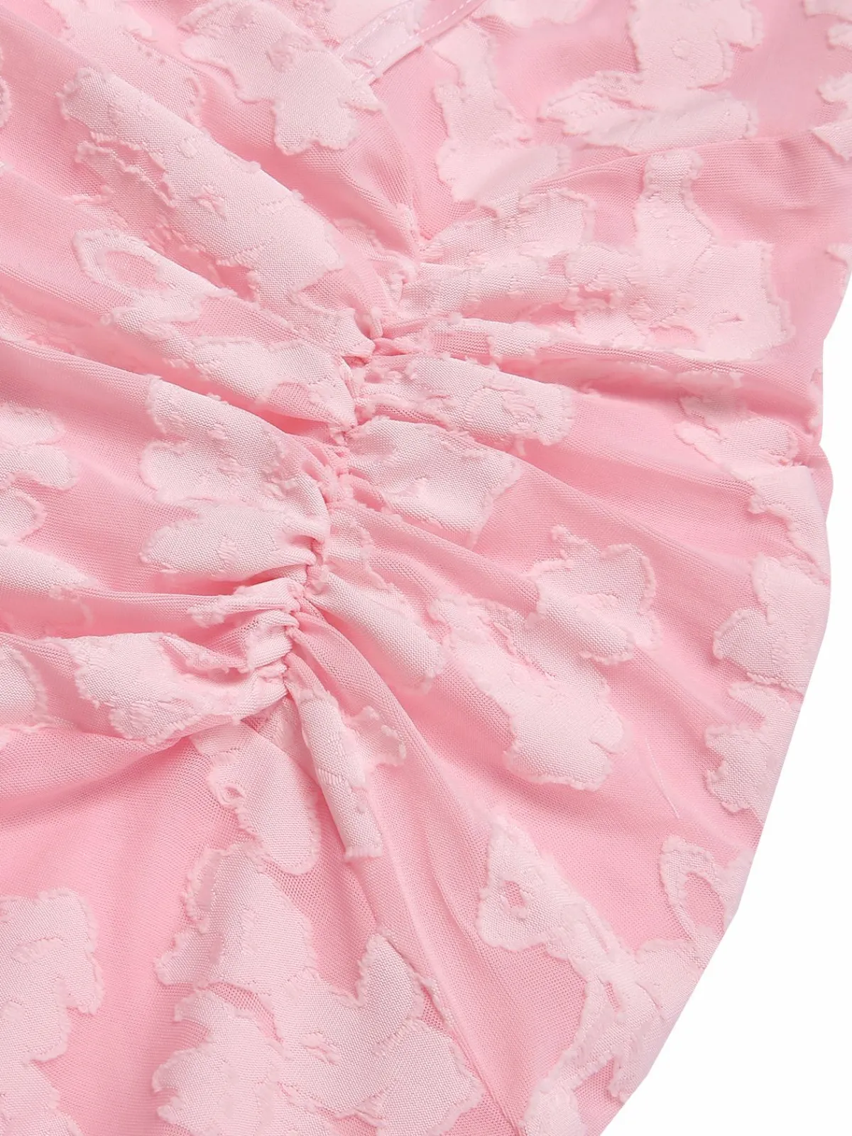 Fashion Retro Stage 1930s Printed Textured Fishtail Strapless Dress Pink