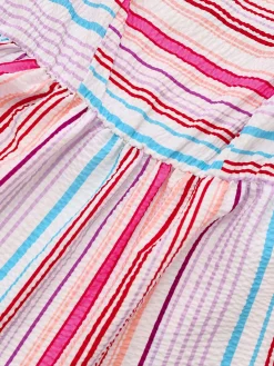 Fashion Retro Stage 1940s Rainbow Striped Tube Dress Pink