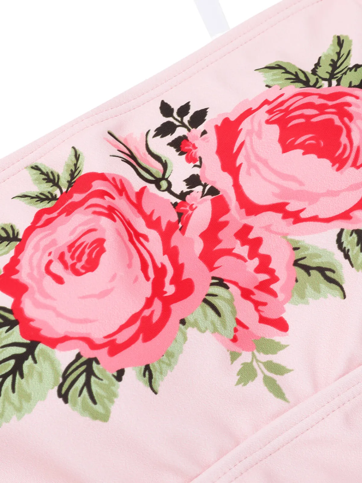 Best Retro Stage 1940s Rose Strap One-piece Swimsuit Pink
