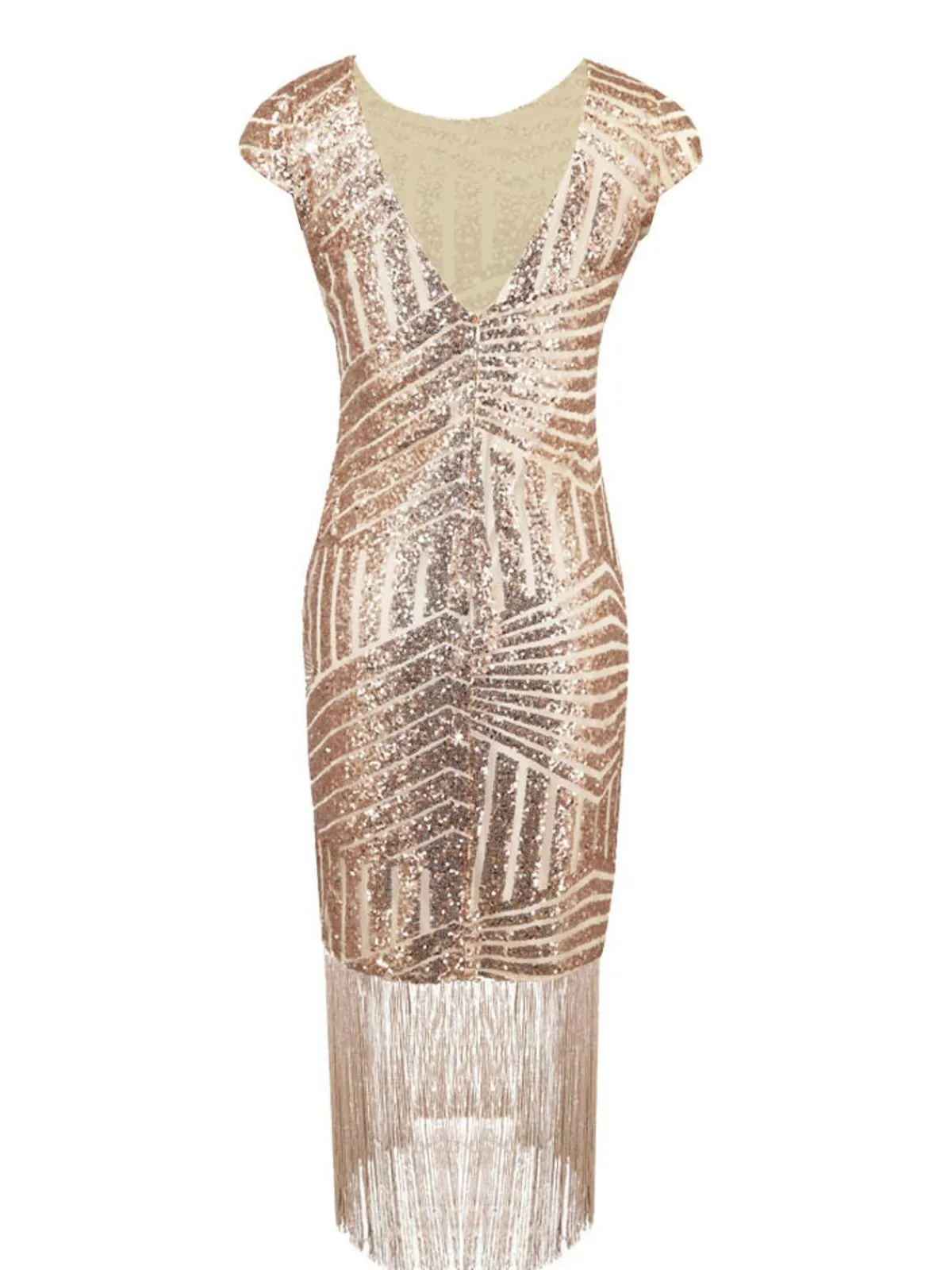 Outlet Retro Stage 1920s Sequin Fringed Dress Pink