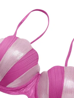 Fashion Retro Stage 1970s Shell Shape Patchwork Swimsuit Pink