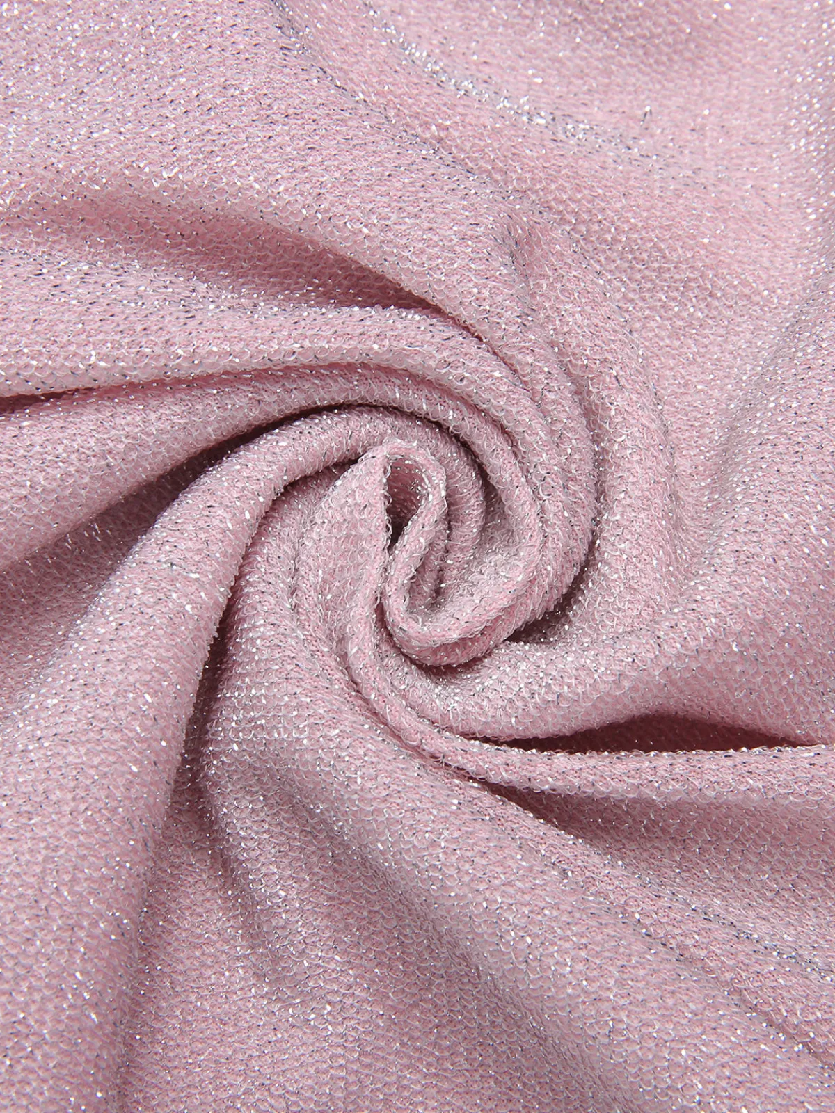 Online Retro Stage Pink 1960s Solid Glitter Pleated Strap Dress Pale Pink