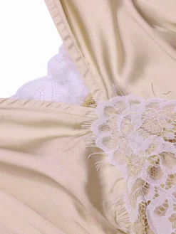 Clearance Retro Stage Pink 1930s Solid Lace Satin Nightgown