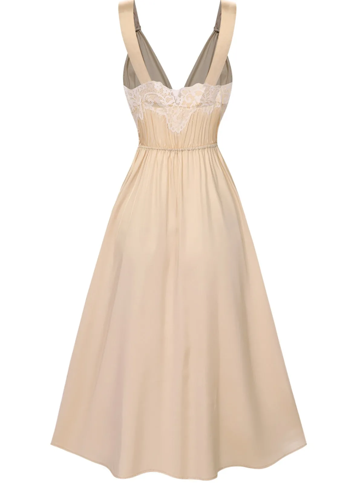 Clearance Retro Stage Pink 1930s Solid Lace Satin Nightgown