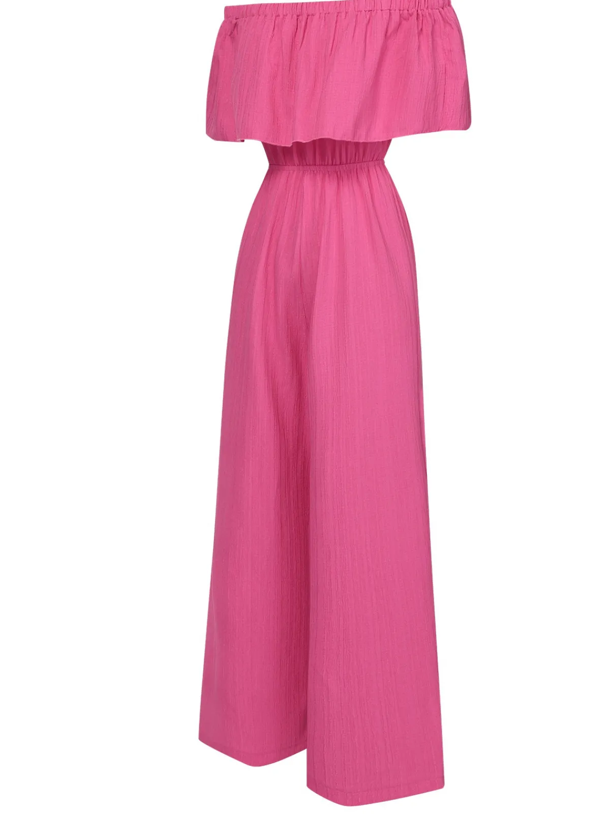 Fashion Retro Stage 1960s Solid Off-Shoulder Wideleg Jumpsuit Pink