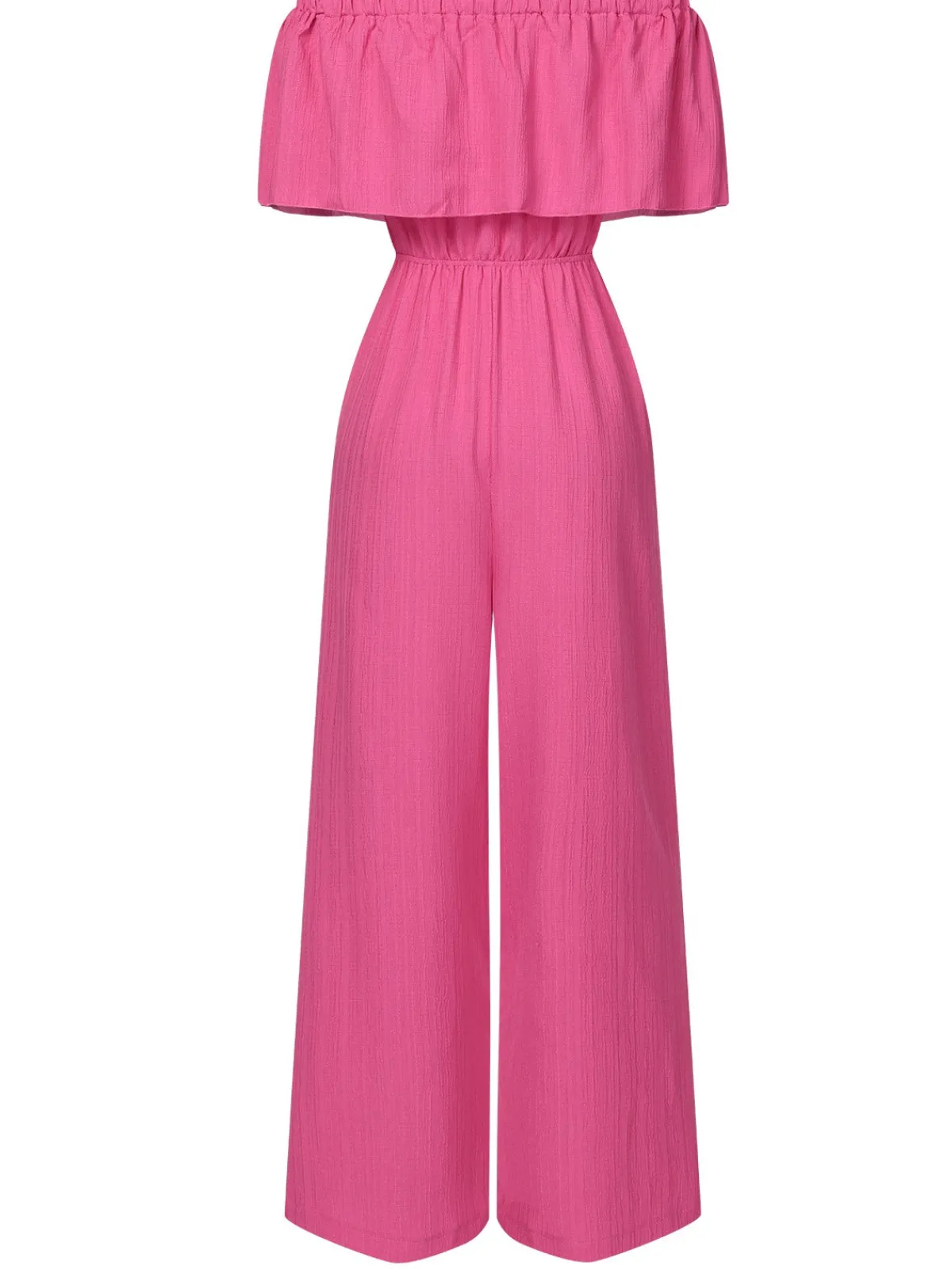 Fashion Retro Stage 1960s Solid Off-Shoulder Wideleg Jumpsuit Pink