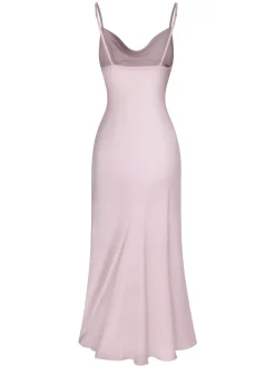 Clearance Retro Stage 1960s Solid Satin Ruffled Tulip Nightdress Pink