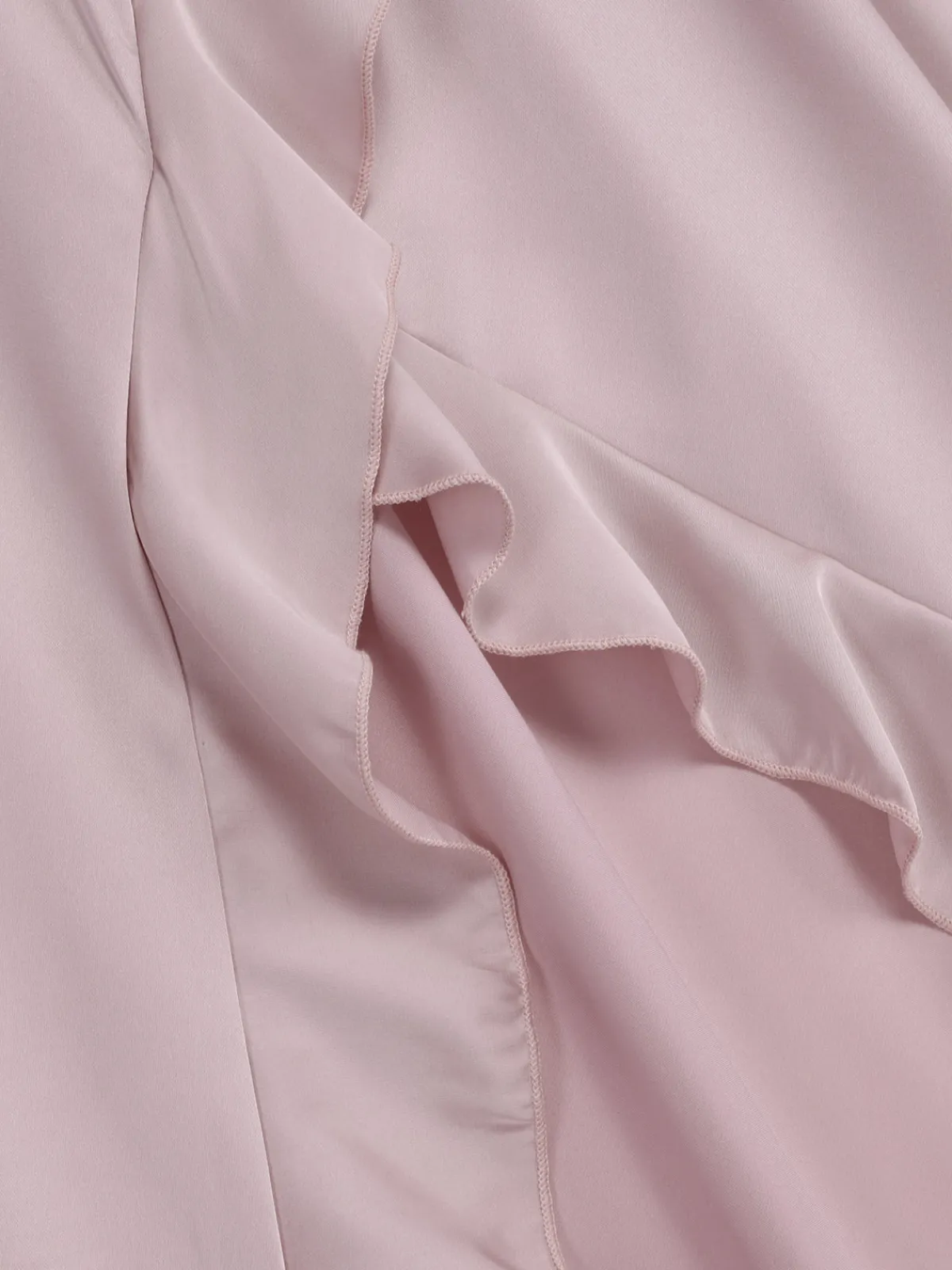 Clearance Retro Stage 1960s Solid Satin Ruffled Tulip Nightdress Pink