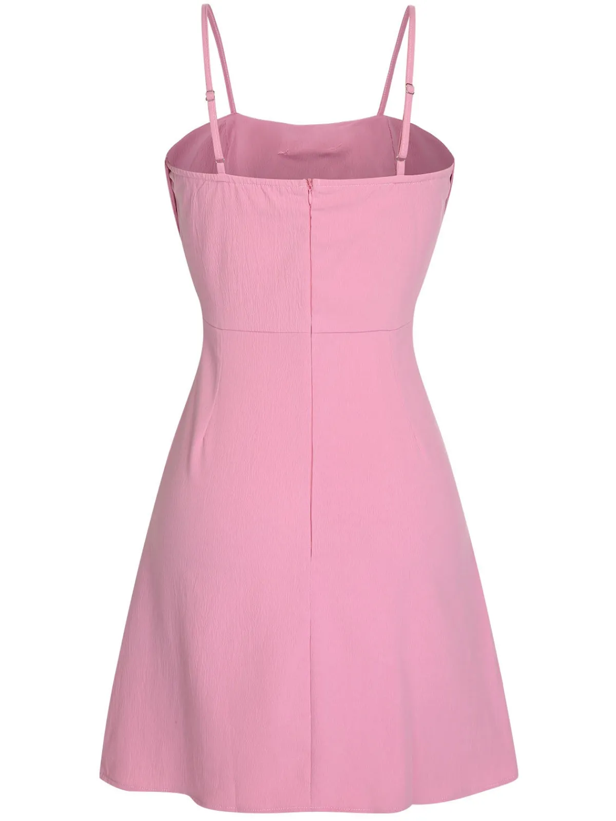 New Retro Stage 1960s Solid Spaghetti Straps Bow Dress Pink