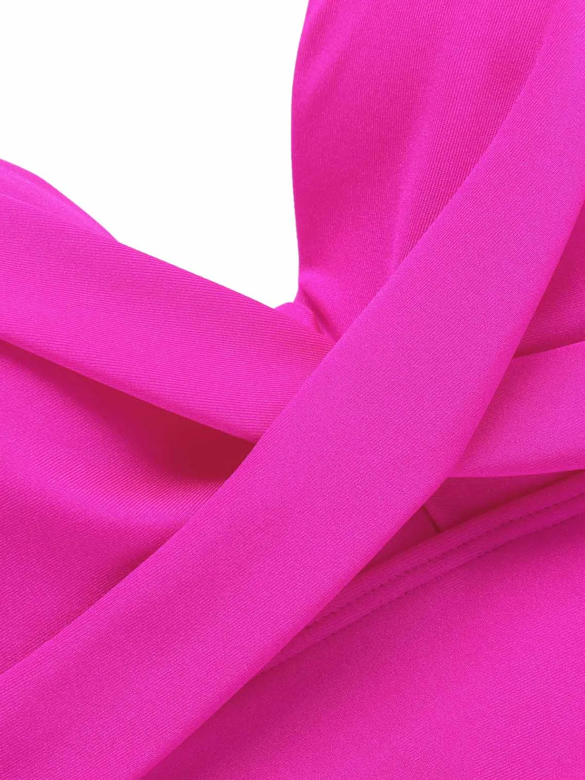 Fashion Retro Stage 1960s Solid Spaghetti Strap Swimsuit Pink