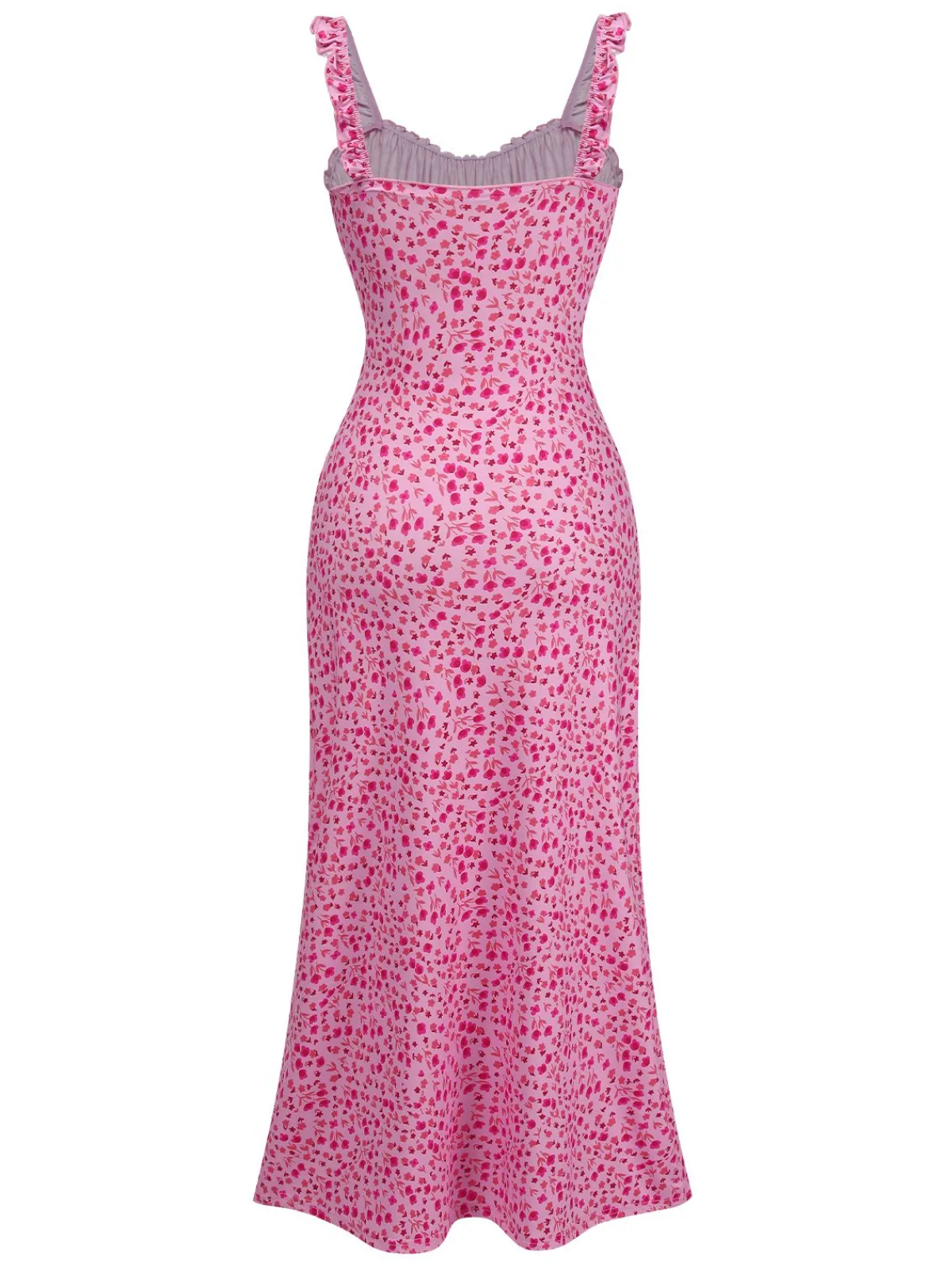 Outlet Retro Stage 1930s Spaghetti Strap Boho Ditsy Floral Dress Pink