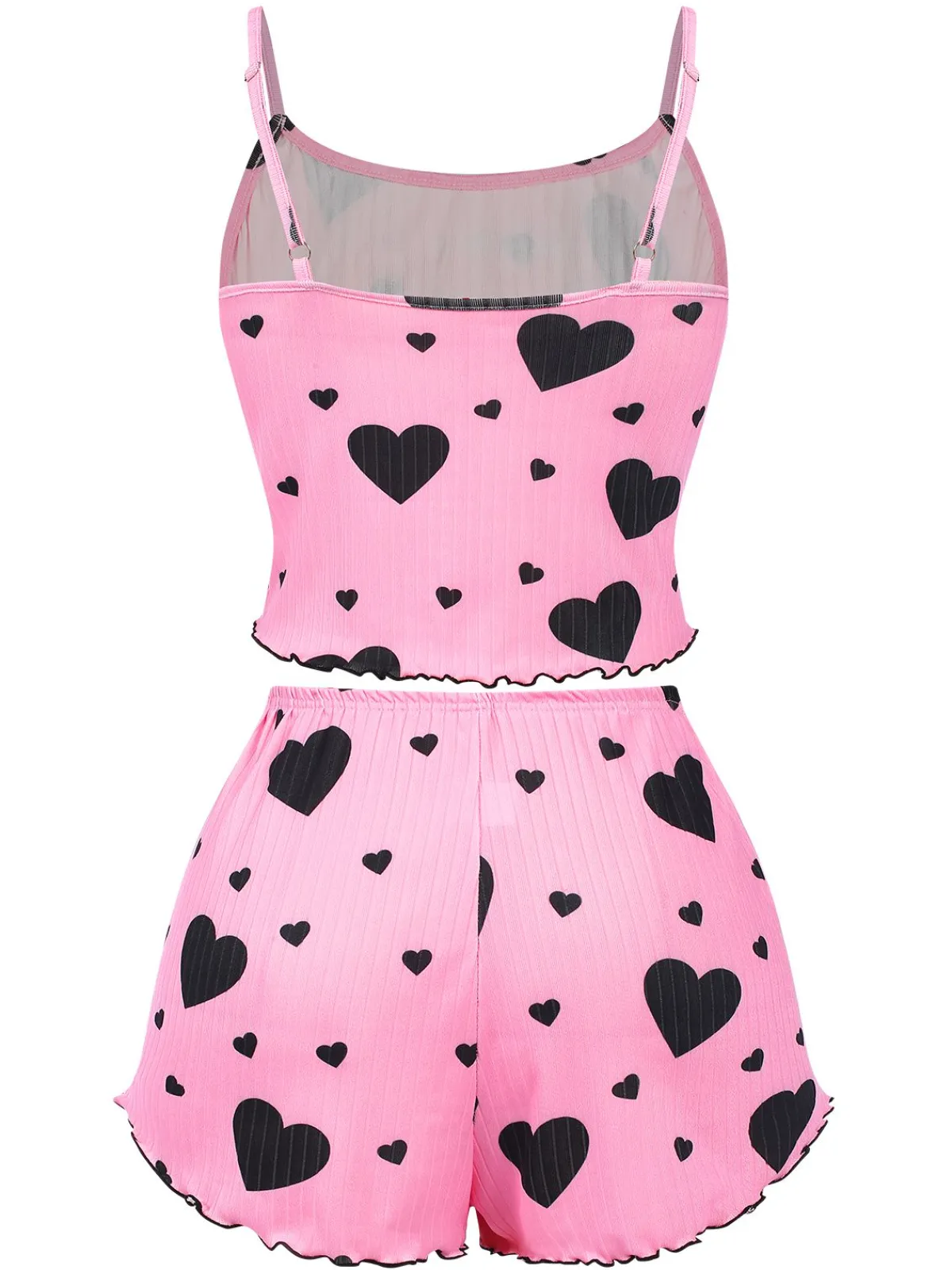 Clearance Retro Stage 1950s Spaghetti Strap Bow Heart Pajama Pink
