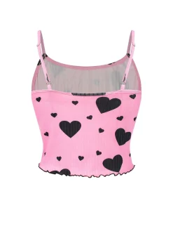 Clearance Retro Stage 1950s Spaghetti Strap Bow Heart Pajama Pink