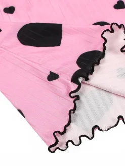 Clearance Retro Stage 1950s Spaghetti Strap Bow Heart Pajama Pink