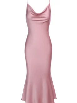 New Retro Stage Pink 1930s Spaghetti Strap Fishtail Dress