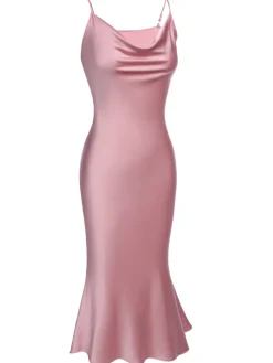 New Retro Stage Pink 1930s Spaghetti Strap Fishtail Dress