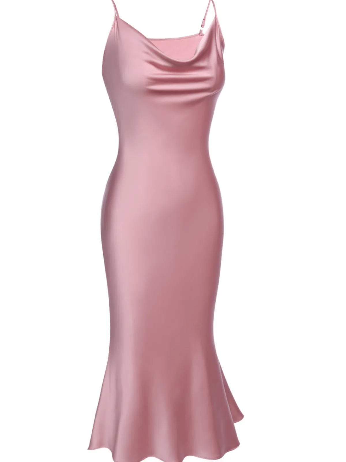 New Retro Stage Pink 1930s Spaghetti Strap Fishtail Dress
