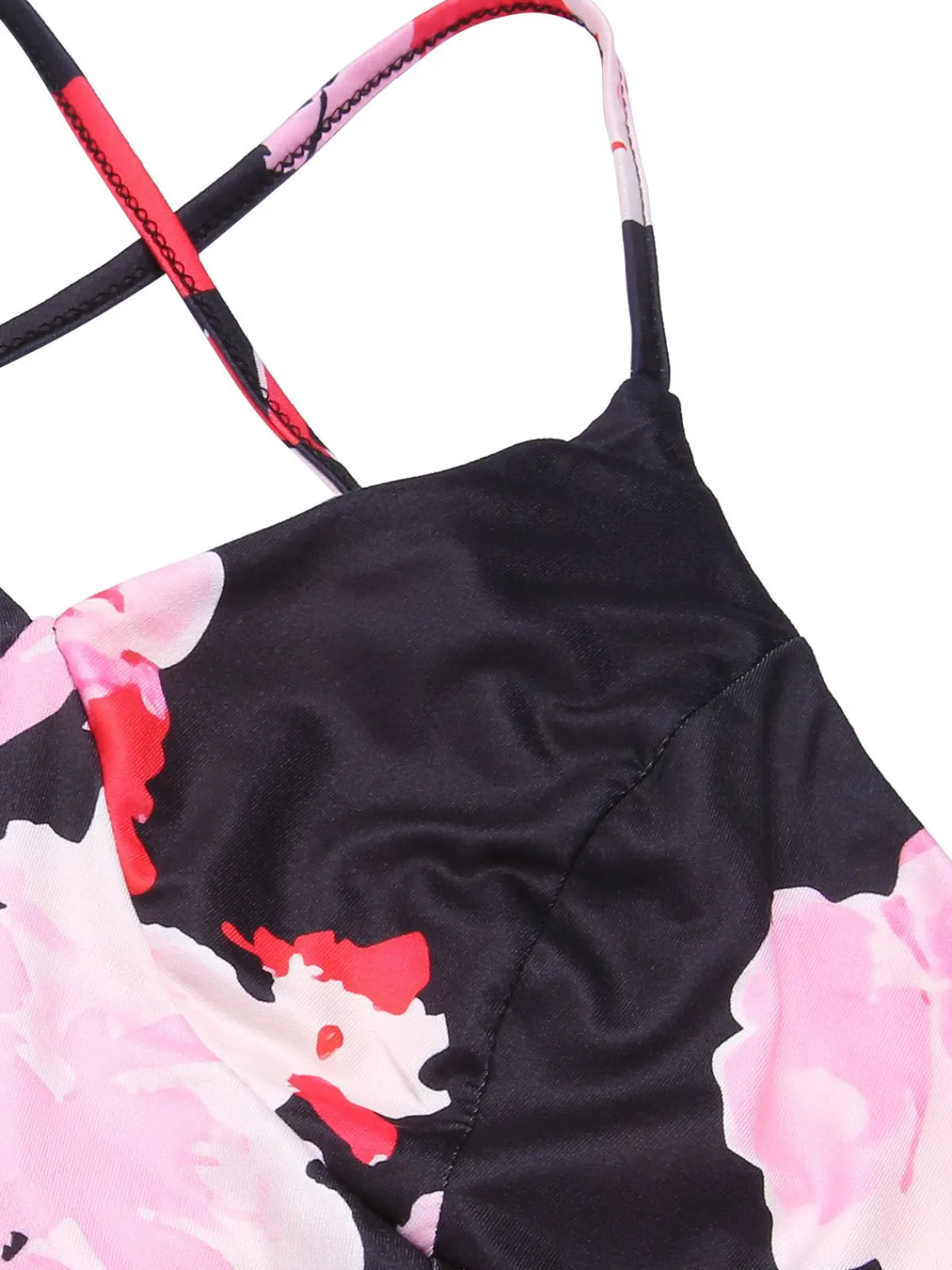 Discount Retro Stage 1930s Spaghetti Strap Floral Mermaid Dress Pink