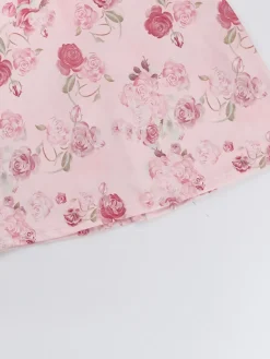 Outlet Retro Stage 1960s Spaghetti Strap Roses Nightgown Pink