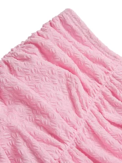 Sale Retro Stage 1950s Spaghetti Strap Ruffle Solid Swimsuit Pink