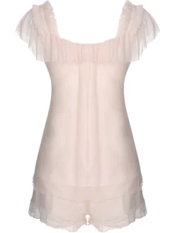 Hot Retro Stage 1950s Square Collar Ribbon Pajamas Pink