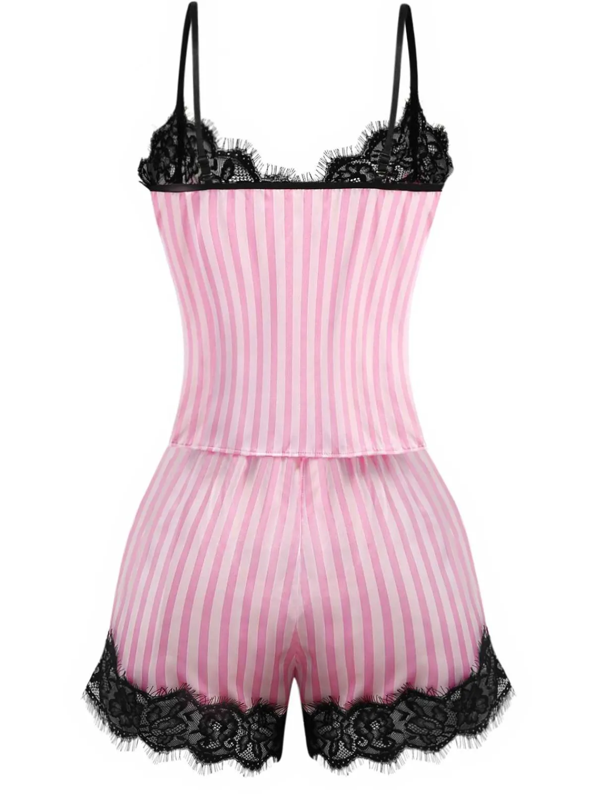 New Retro Stage 1930s Strap Strips Lace Pajama Set Pink