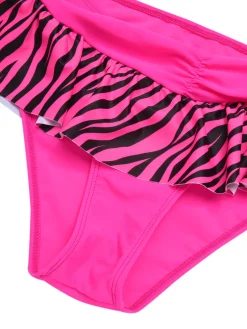 Sale Retro Stage 1950s Strap Zebra Print Bikini Set Pink