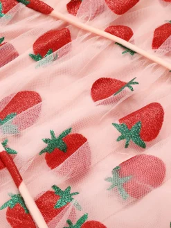 Hot Retro Stage 1960s Strawberry Drawstring Strap Pencil Dress Pink