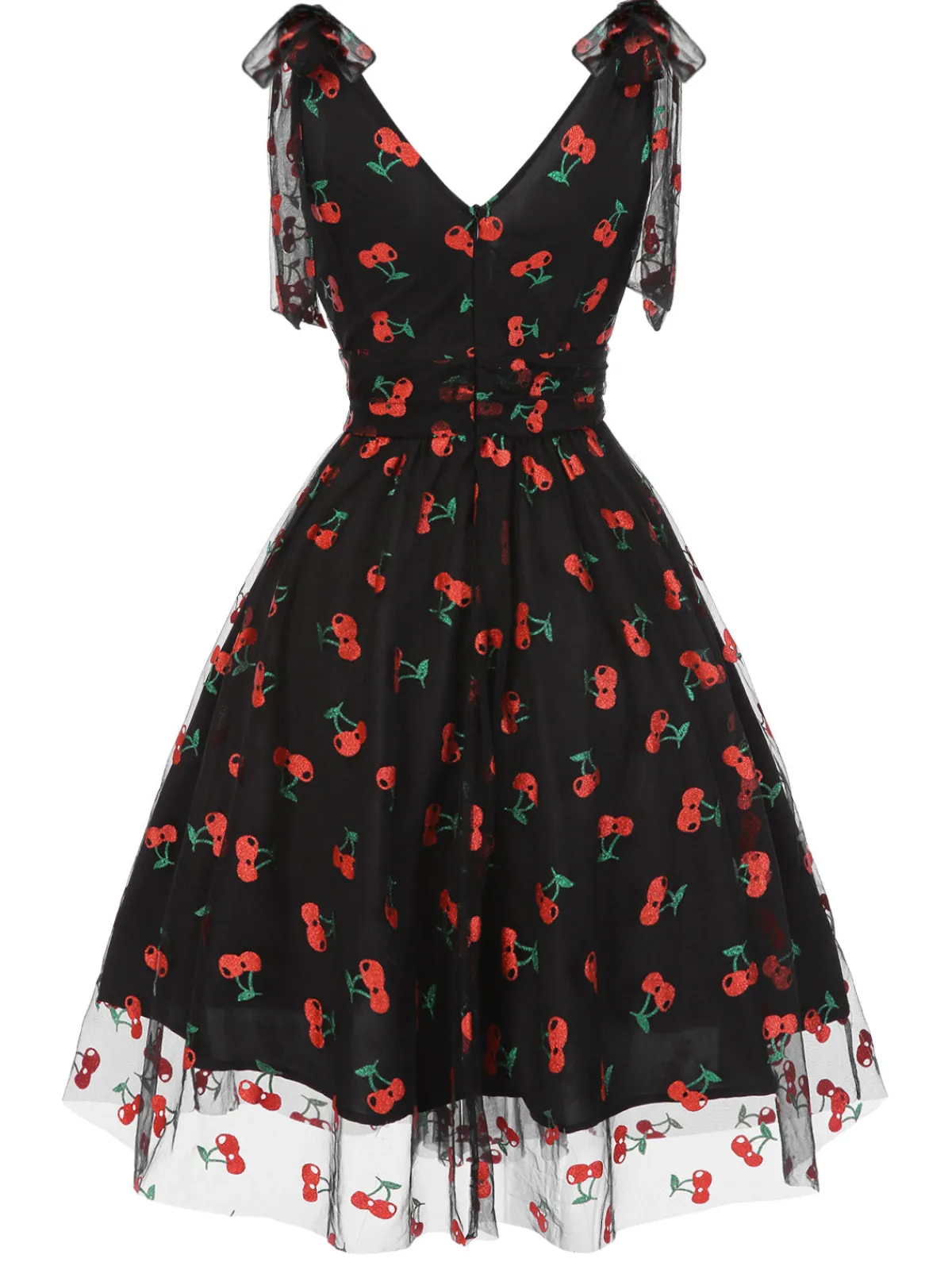 Best Retro Stage Pink 1950s Strawberry Mesh Swing Dress