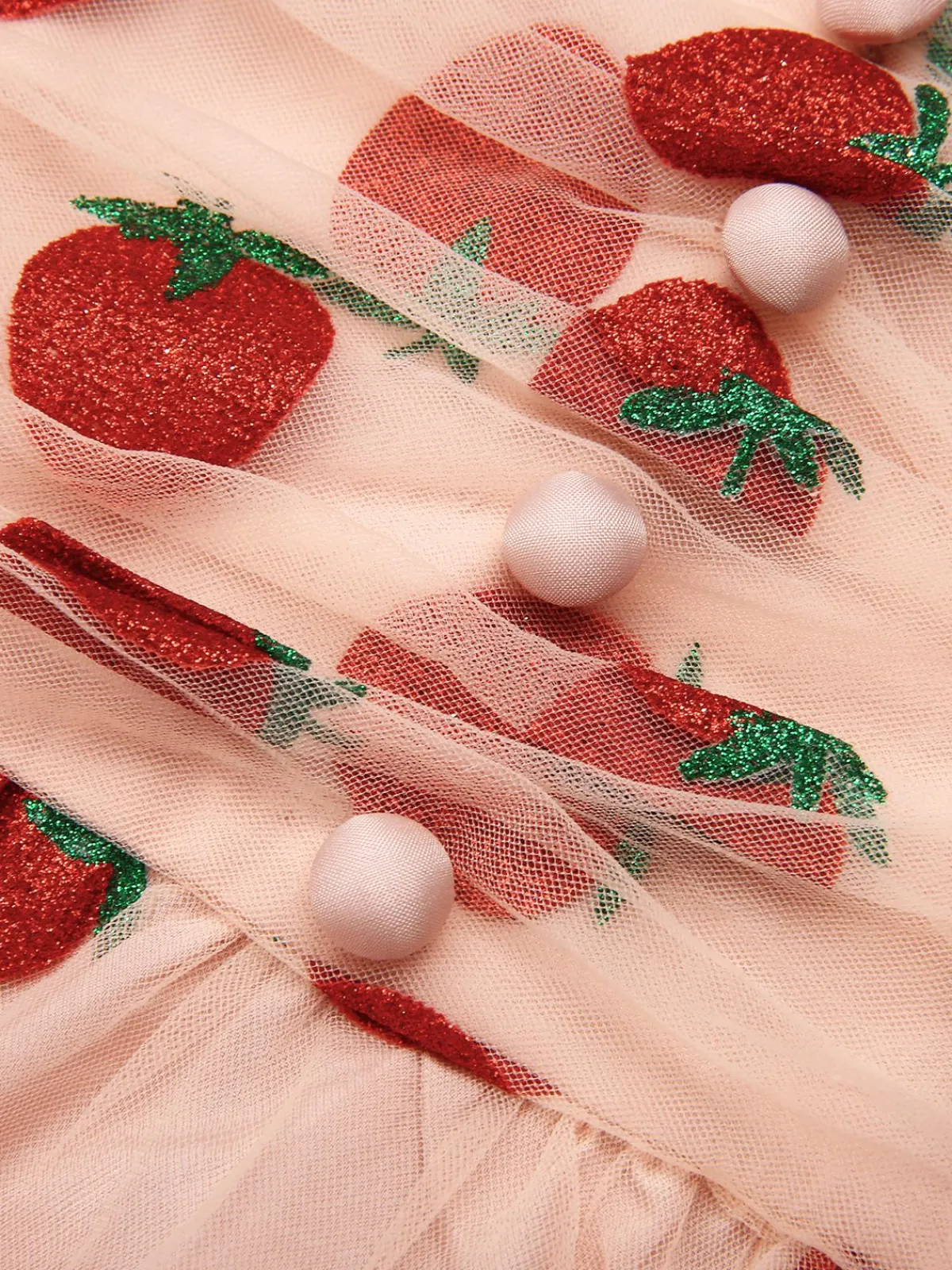 Best Retro Stage Pink 1950s Strawberry Mesh Swing Dress