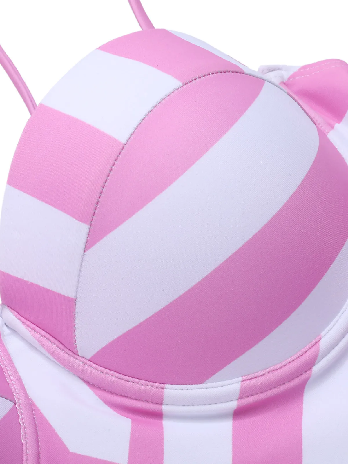 Outlet Retro Stage 1940s Striped Bandeau One-Piece Swimsuit Pink