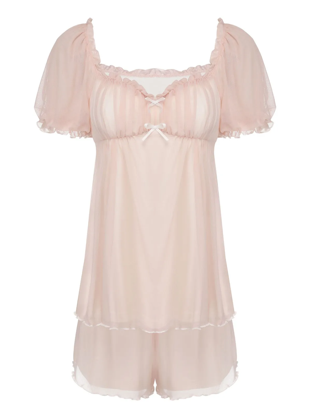 Online Retro Stage 1950s Sweetheart Collar Short Pajamas Pink