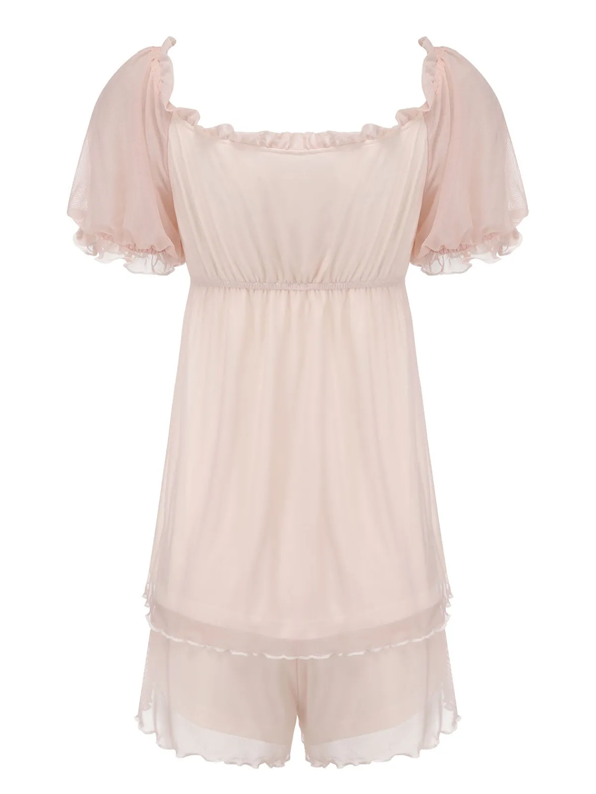 Online Retro Stage 1950s Sweetheart Collar Short Pajamas Pink