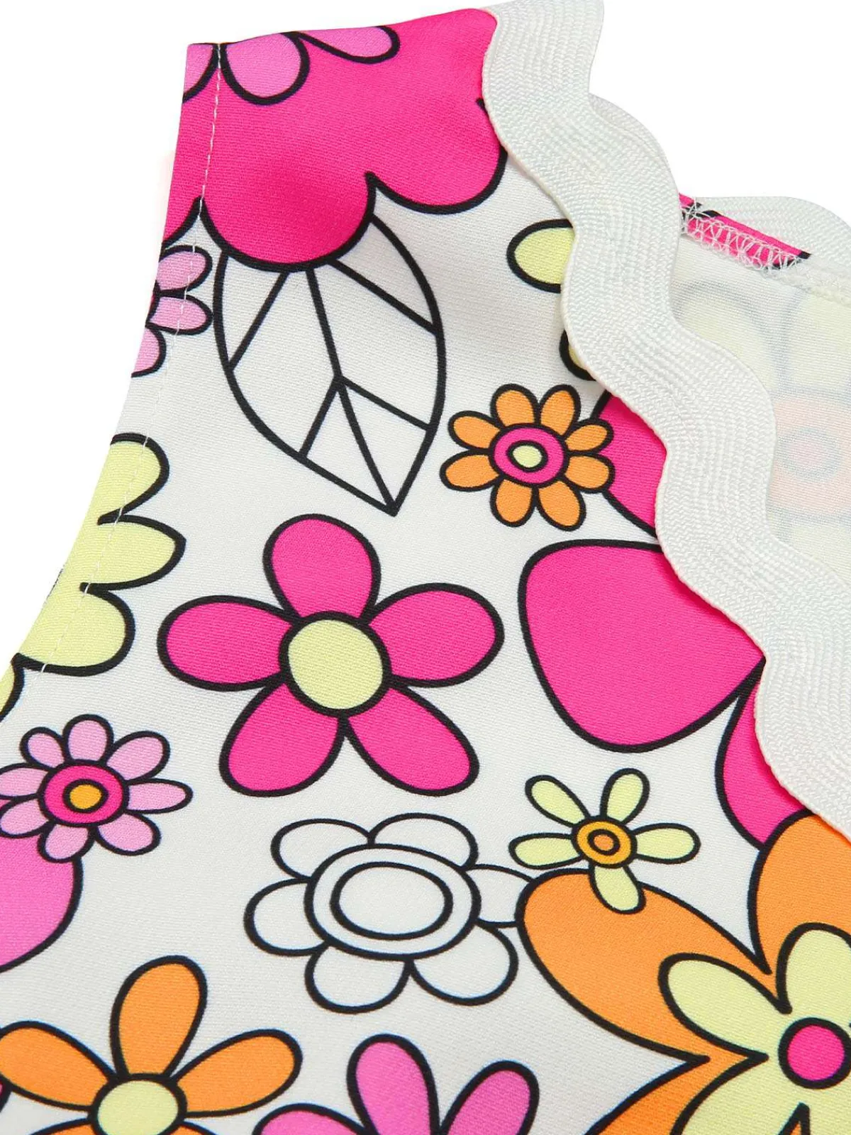 Sale Retro Stage 1960s V-Neck Cartoon Flowers Pencil Dress Pink