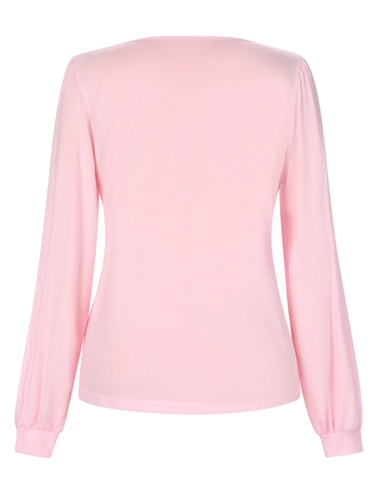 Outlet Retro Stage 1930s V-Neck Lantern Sleeve Top Pink