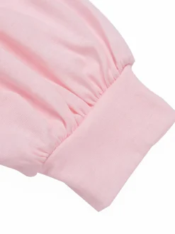 Outlet Retro Stage 1930s V-Neck Lantern Sleeve Top Pink