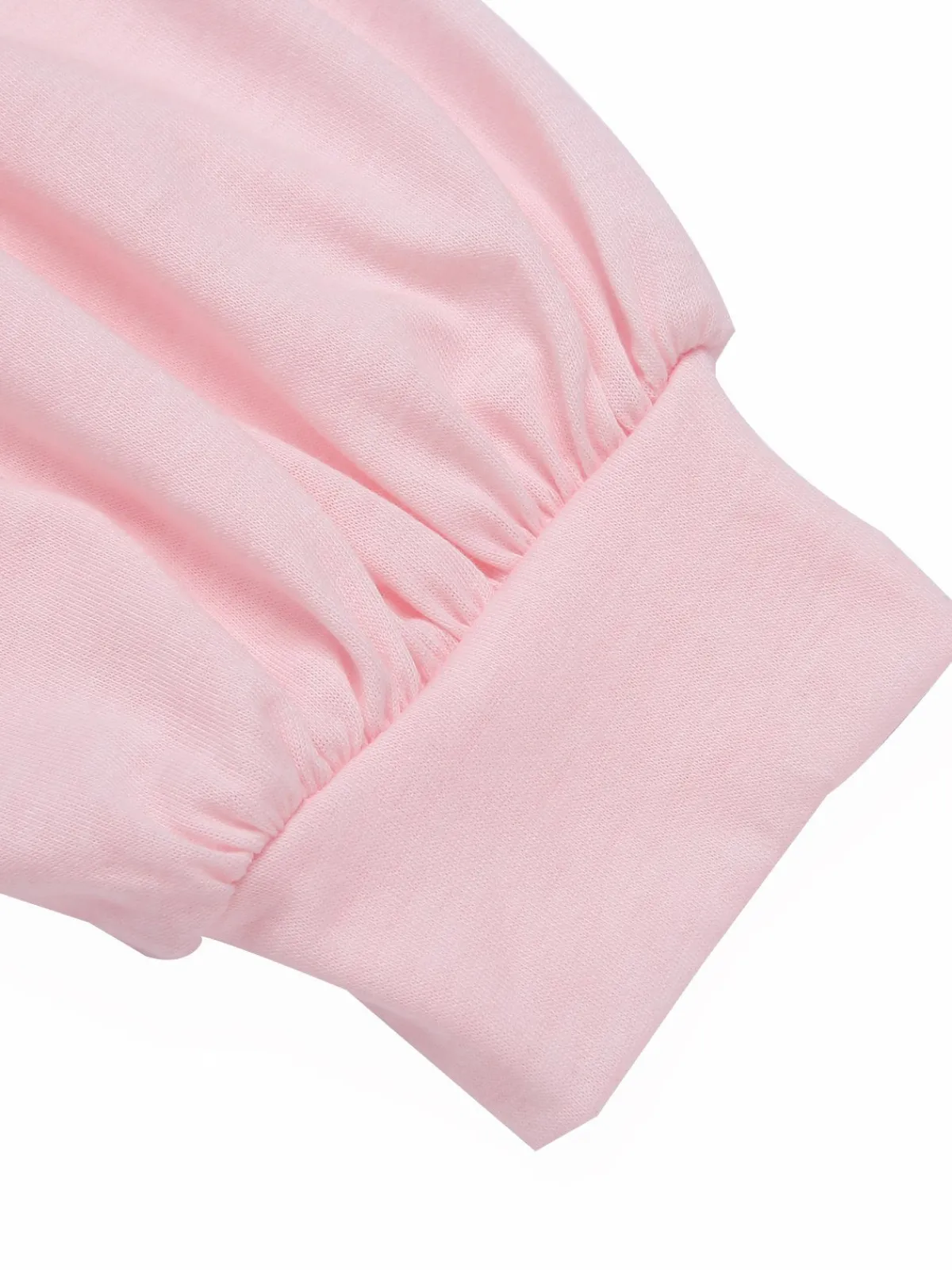 Outlet Retro Stage 1930s V-Neck Lantern Sleeve Top Pink