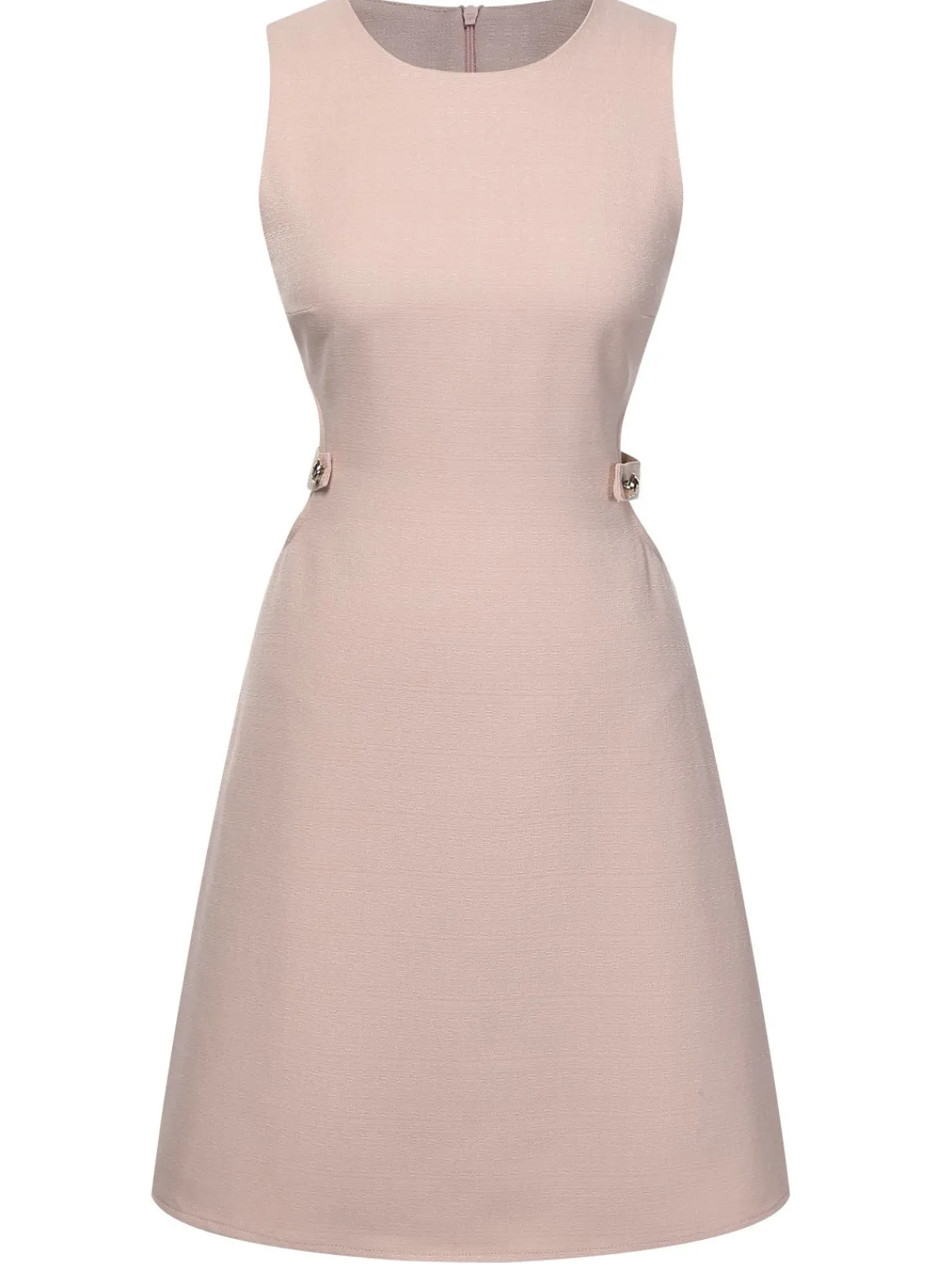 Sale Retro Stage Pink 1960s Waist Hollow Out Solid Dress