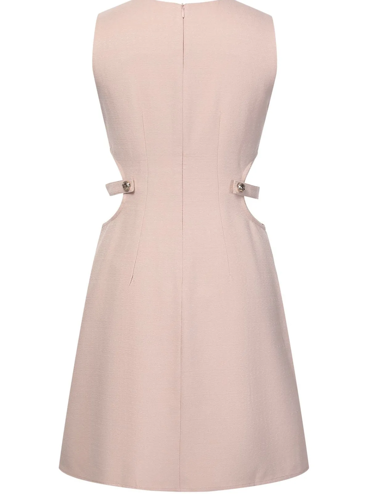 Sale Retro Stage Pink 1960s Waist Hollow Out Solid Dress