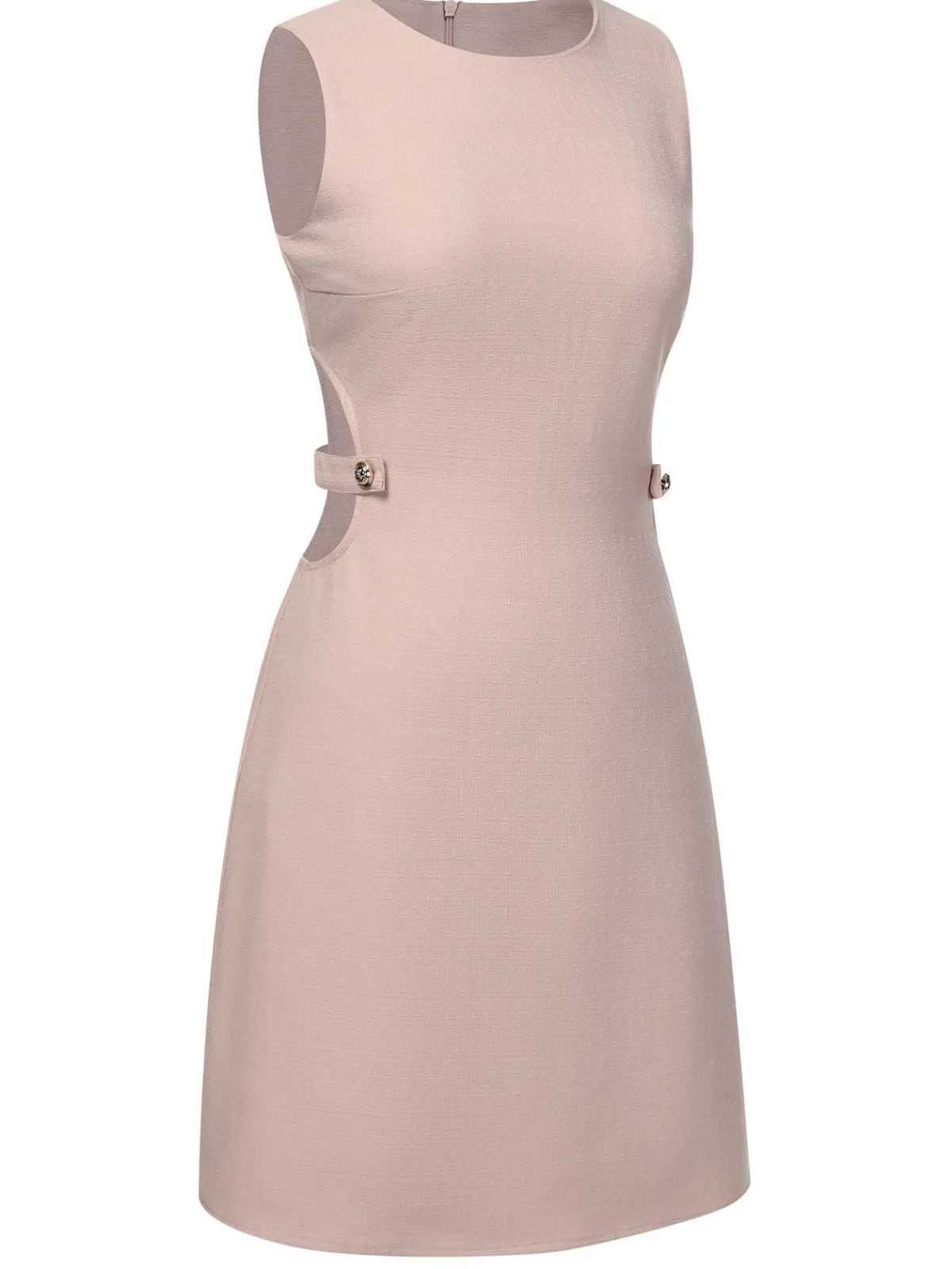 Sale Retro Stage Pink 1960s Waist Hollow Out Solid Dress