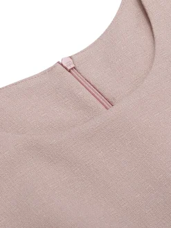 Sale Retro Stage Pink 1960s Waist Hollow Out Solid Dress