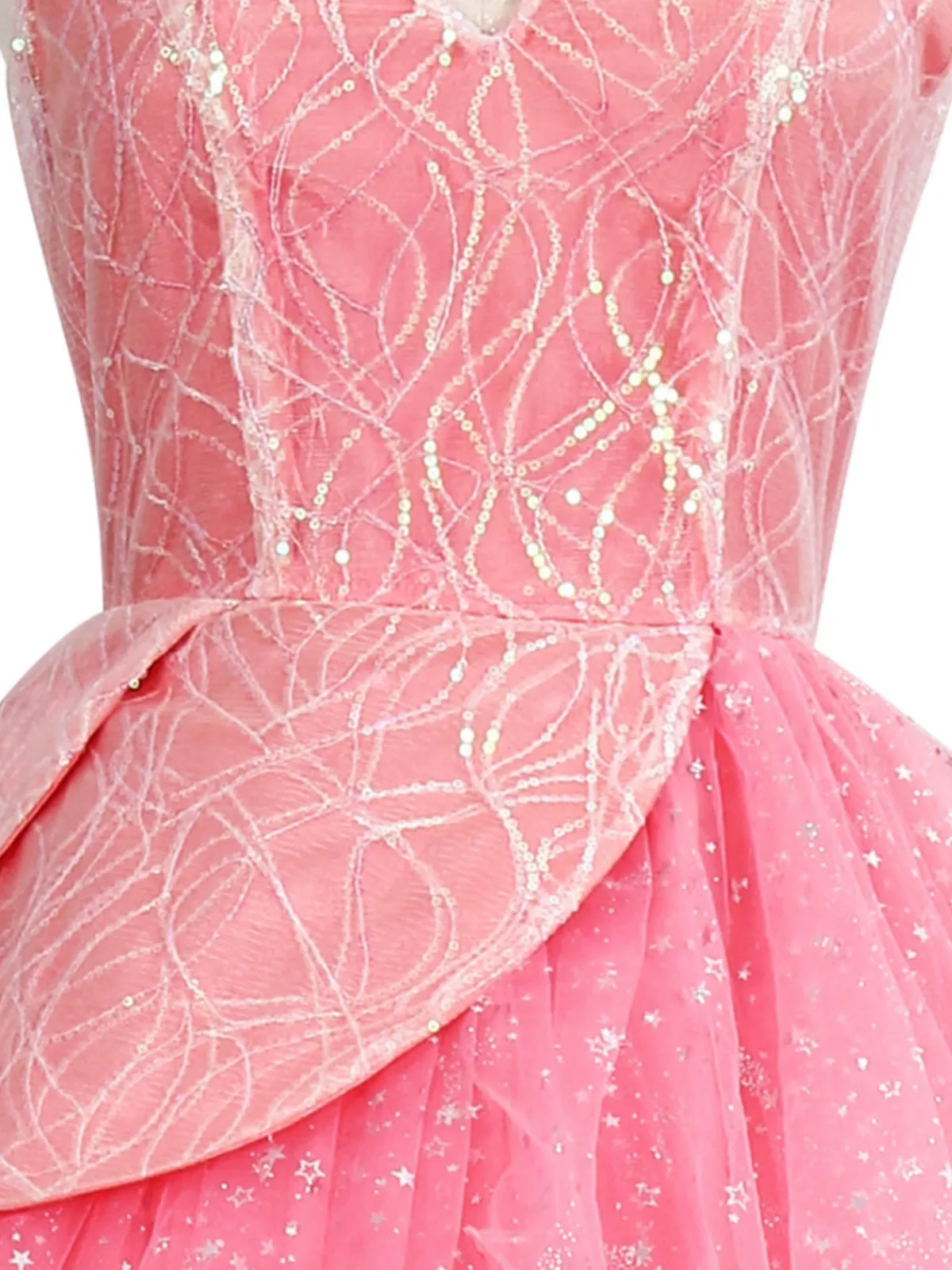 Fashion Retro Stage 1950s Wicked Glitter Mesh Swing Dress Pink