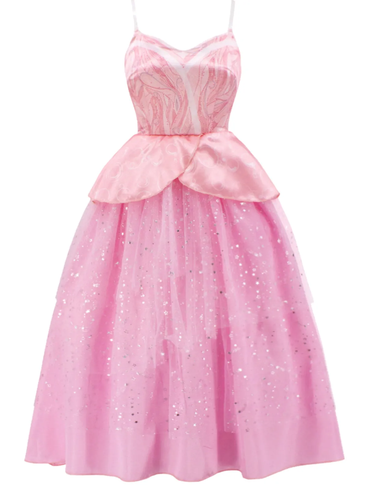 Online Retro Stage 1950s Wicked Spaghetti Mesh Patchwork Dress Pink
