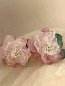 Fashion Retro Stage Pink Vintage 3D-Floral Earrings