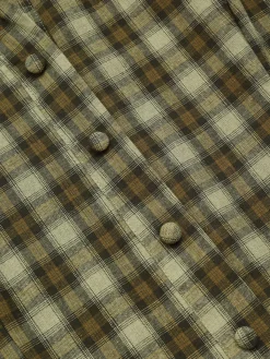 Fashion Retro Stage Plaids 1950s Buttoned Belted Swing Dress